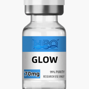 GLOW research peptide blend vial with BPC-157, GHK-Cu and TB-500