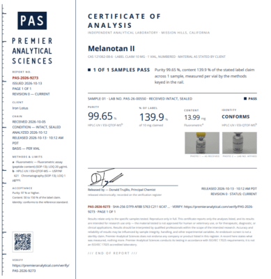 Melanotan II COA Certificate of Analysis
